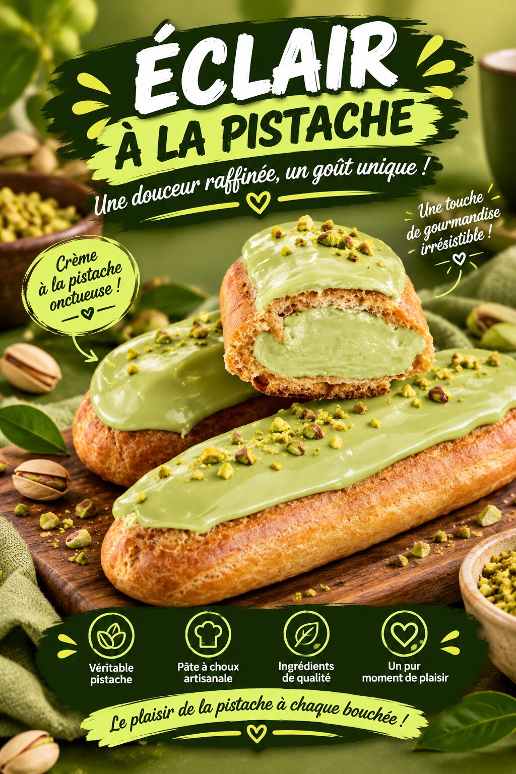 Éclair à la pistache, La Boulangerie De Lhou