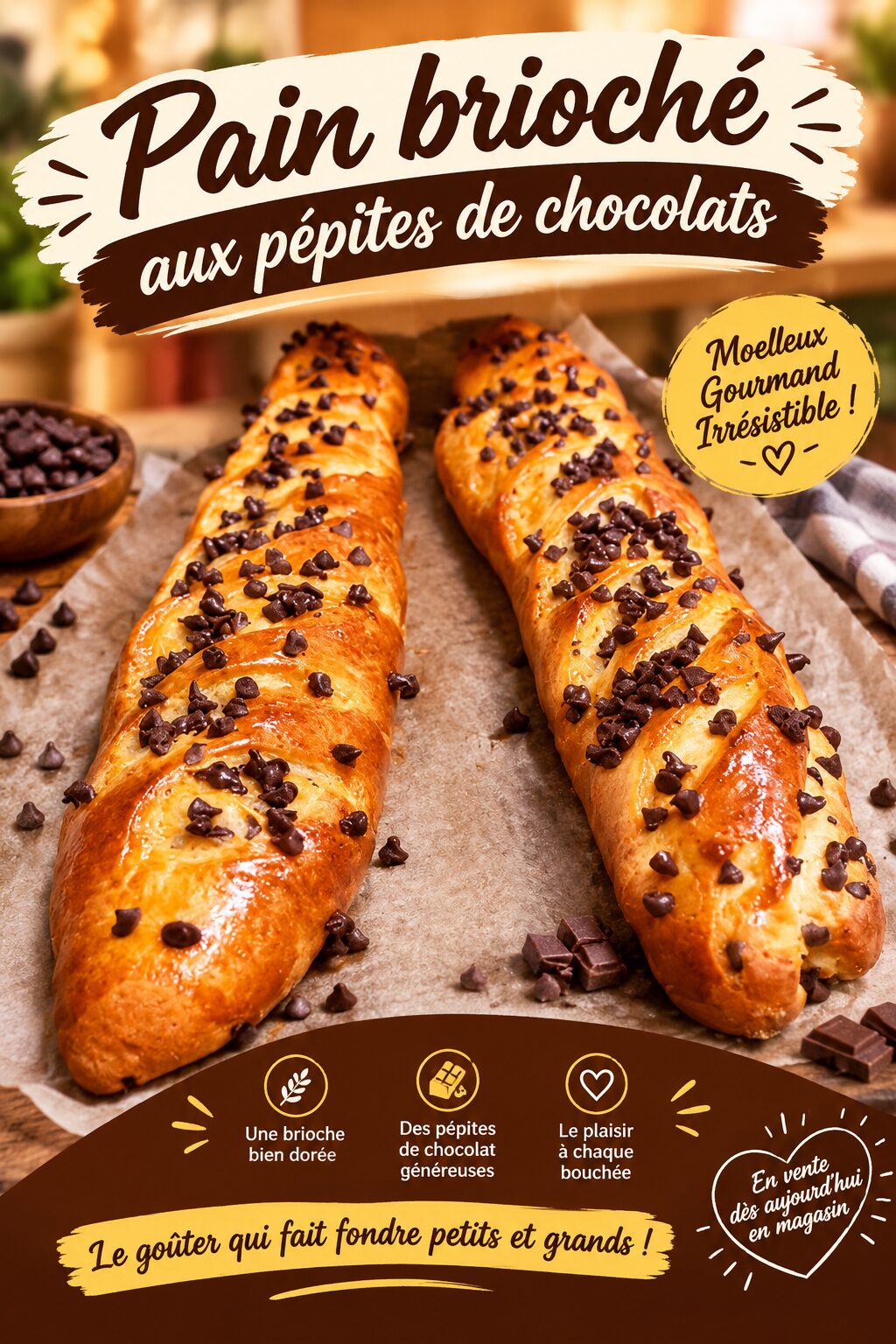 Pain brioché aux pépites de chocolat, La Boulangerie De Lhou