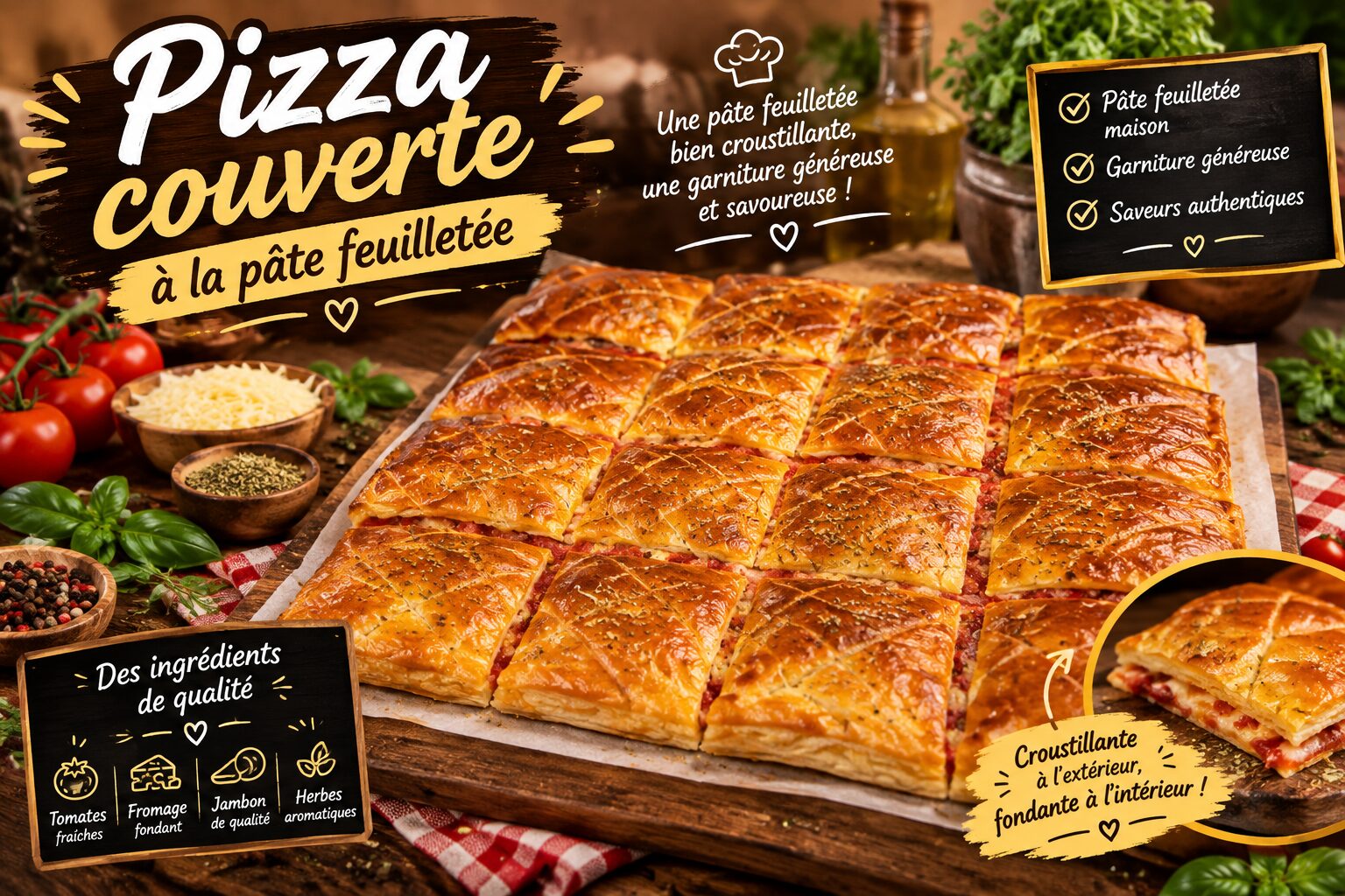 Pizza couverte à la pâte feuilletée, La Boulangerie De Lhou